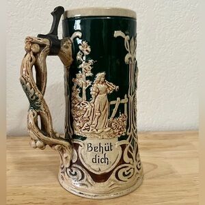 Vintage Antique Stoneware Baron's Daughter Beer Stein/ Mug Made In Germany